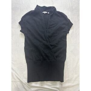 VINCE - Faux Wrap Sweater Black Small Cashmere Cotton